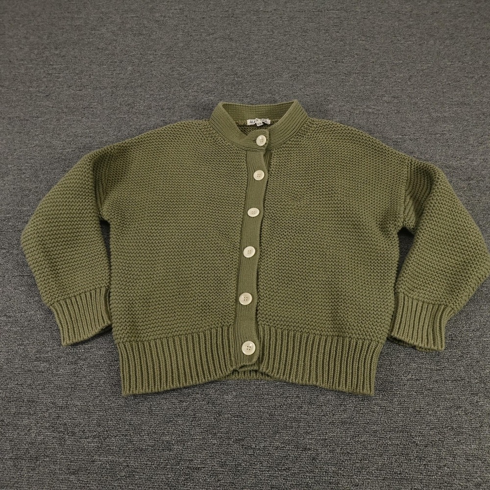 Alex Mill Cardigan Sweater Womens XS Green Nico Chunky Mock Neck Button Knit - Picture 2 of 13